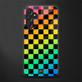 rainbow check pattern back phone cover | glass case for samsun galaxy a24 4g