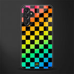 rainbow check pattern back phone cover | glass case for samsun galaxy a24 4g
