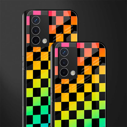 rainbow check pattern back phone cover | glass case for oppo a74 4g