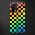 rainbow check pattern back phone cover | glass case for oppo a74 4g