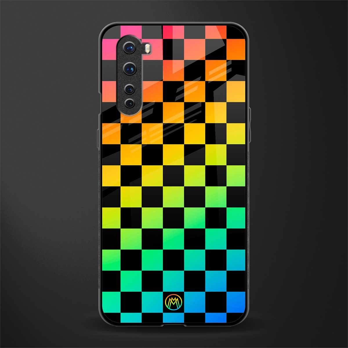 rainbow check pattern glass case for oneplus nord ac2001 image