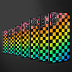 rainbow check pattern back phone cover | glass case for samsung galaxy a54 5g