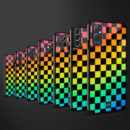 rainbow check pattern glass case for poco m2 pro image-3