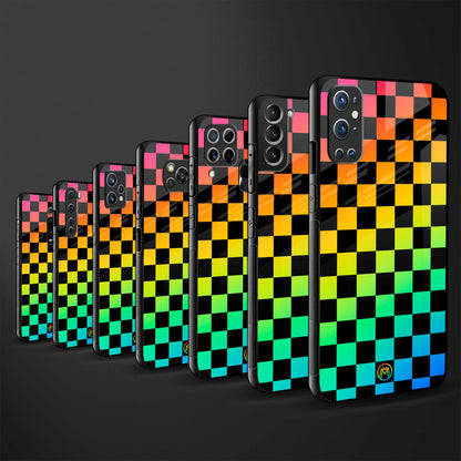 rainbow check pattern glass case for vivo y51a image-3