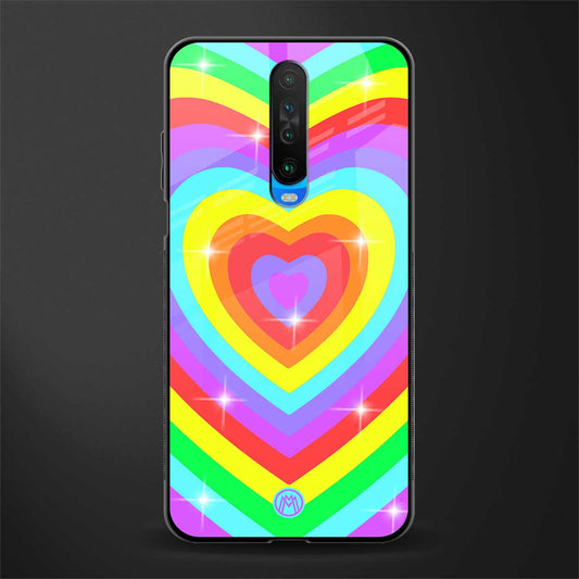 rainbow y2k hearts aesthetic glass case for poco x2 image
