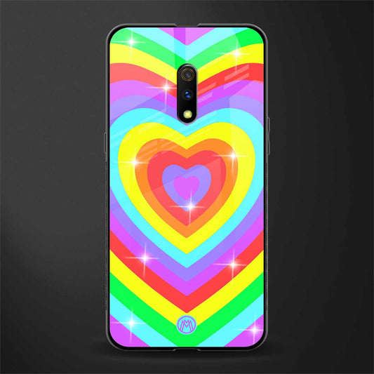 rainbow y2k hearts aesthetic glass case for oppo k3 image