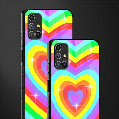 rainbow y2k hearts aesthetic glass case for samsung galaxy m51 image-2