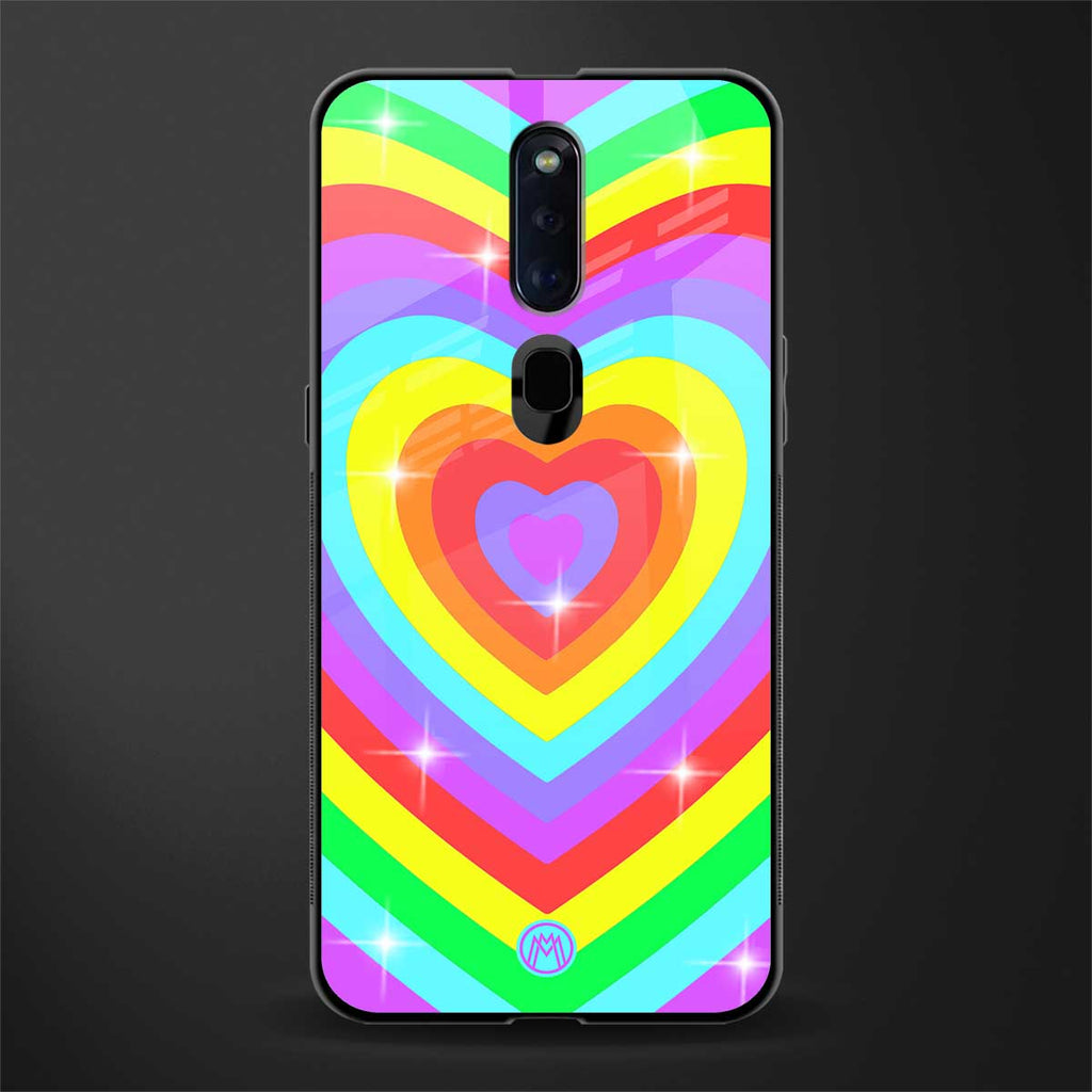 rainbow y2k hearts aesthetic glass case for oppo f11 pro image