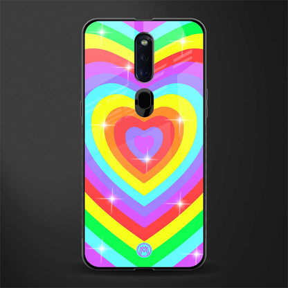 rainbow y2k hearts aesthetic glass case for oppo f11 pro image