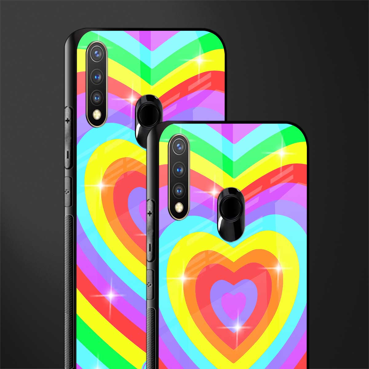 rainbow y2k hearts aesthetic glass case for vivo u20 image-2