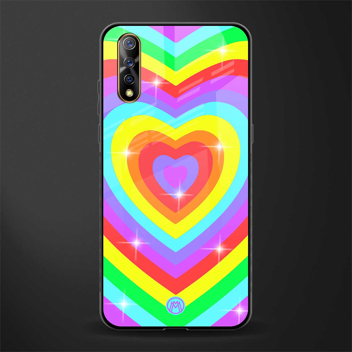 rainbow y2k hearts aesthetic glass case for vivo s1 image
