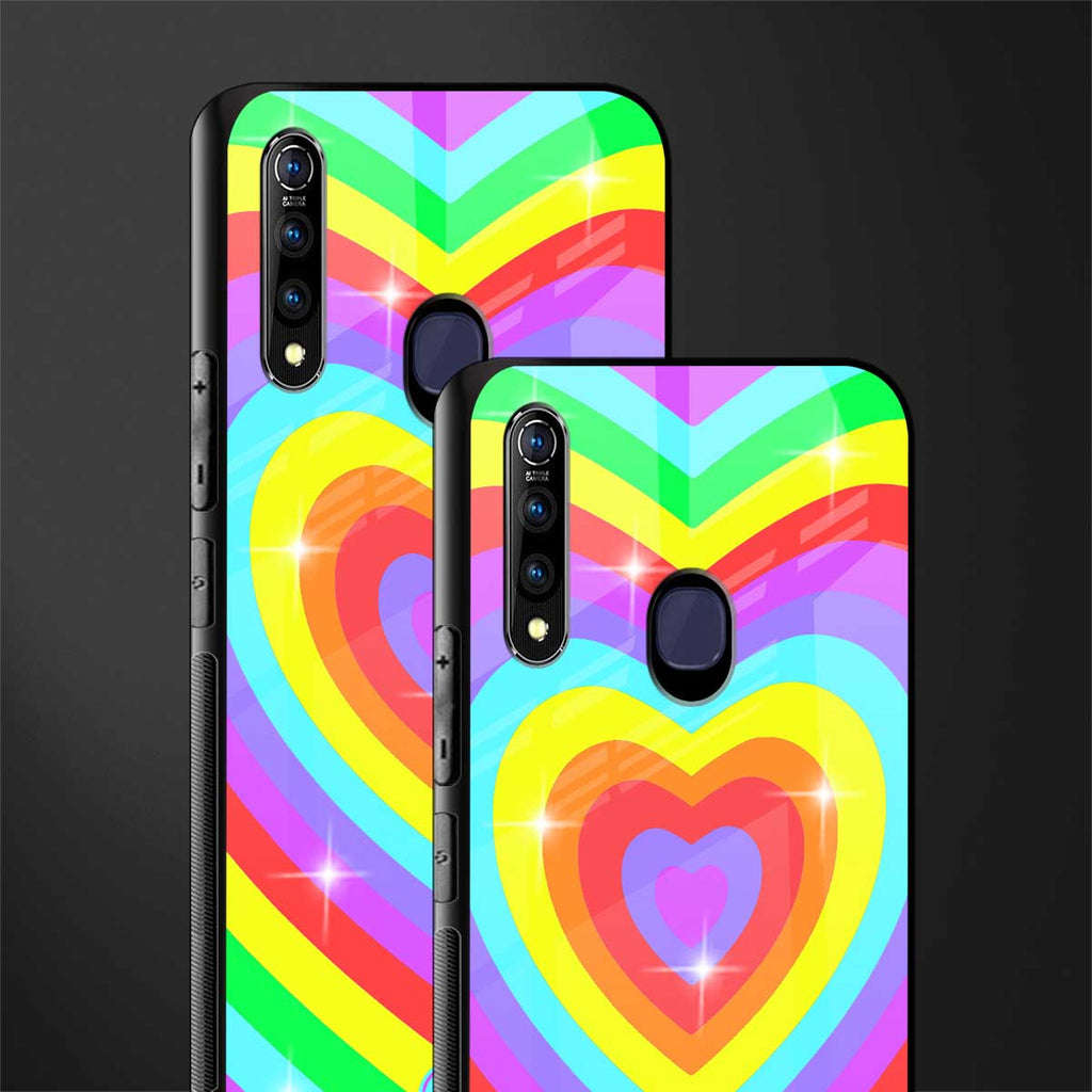 rainbow y2k hearts aesthetic glass case for vivo z1 pro image-2