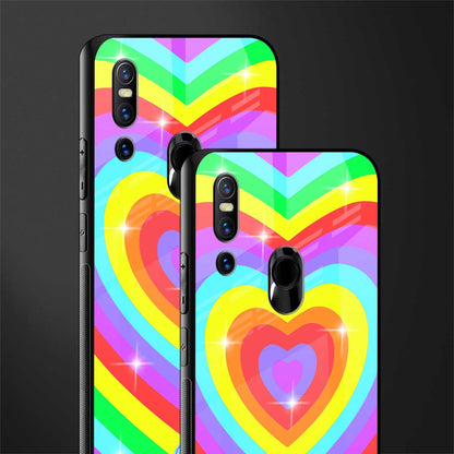 rainbow y2k hearts aesthetic glass case for vivo v15 image-2