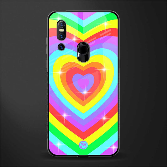 rainbow y2k hearts aesthetic glass case for vivo v15 image
