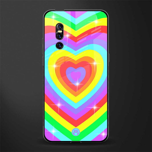 rainbow y2k hearts aesthetic glass case for vivo v15 pro image
