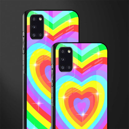rainbow y2k hearts aesthetic glass case for samsung galaxy a31 image-2