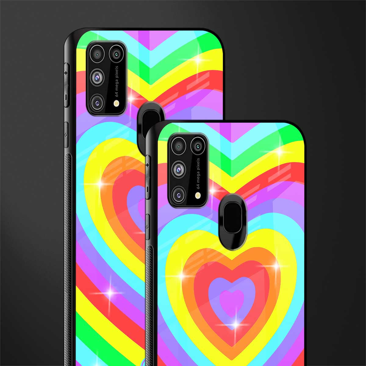 rainbow y2k hearts aesthetic glass case for samsung galaxy f41 image-2