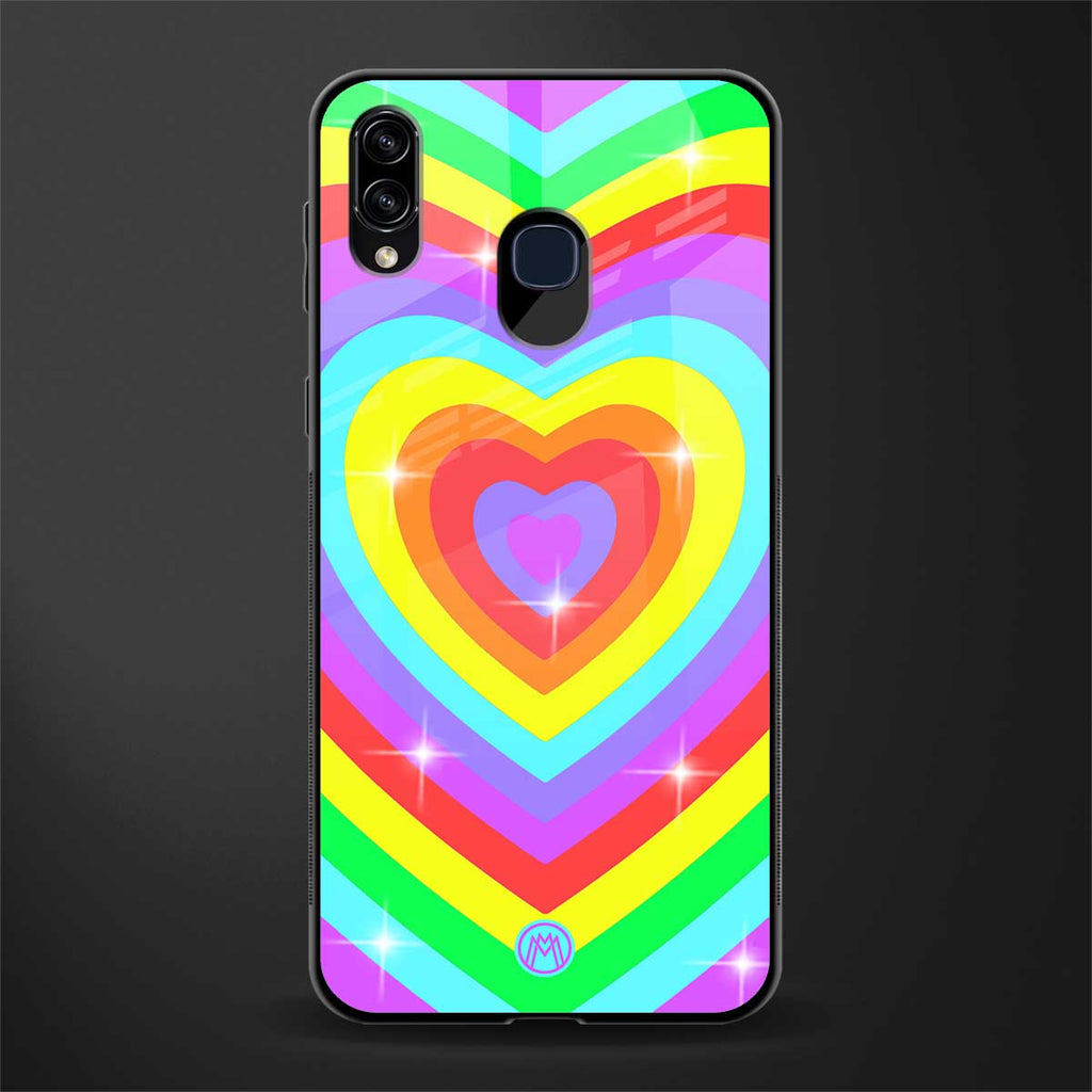 rainbow y2k hearts aesthetic glass case for samsung galaxy a30 image