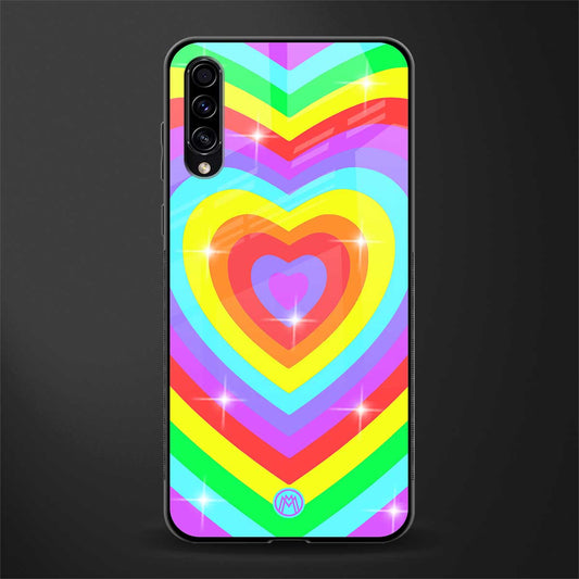 rainbow y2k hearts aesthetic glass case for samsung galaxy a70 image