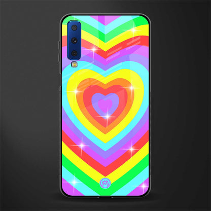 rainbow y2k hearts aesthetic glass case for samsung galaxy a7 2018 image