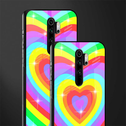 rainbow y2k hearts aesthetic glass case for redmi note 8 pro image-2