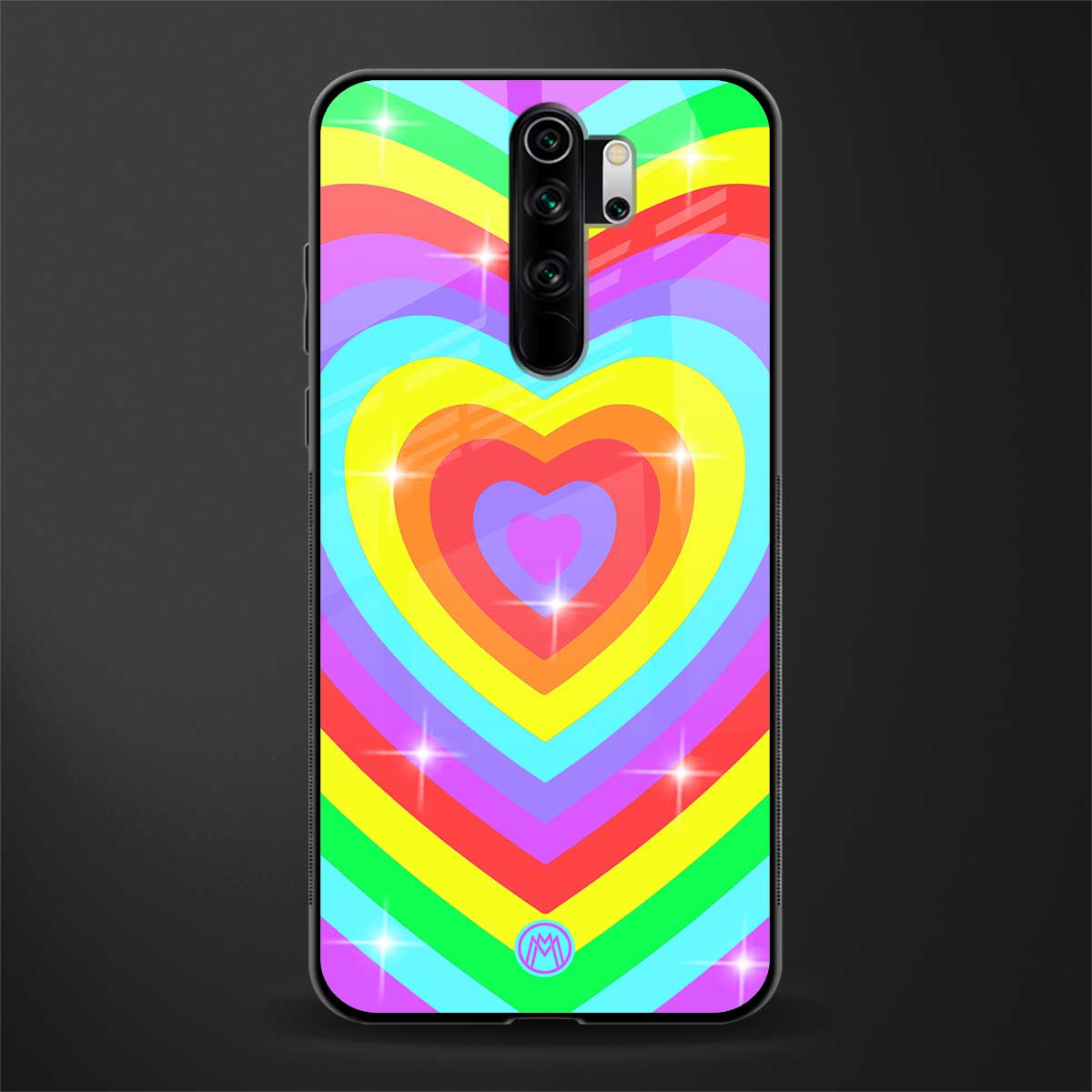 rainbow y2k hearts aesthetic glass case for redmi note 8 pro image