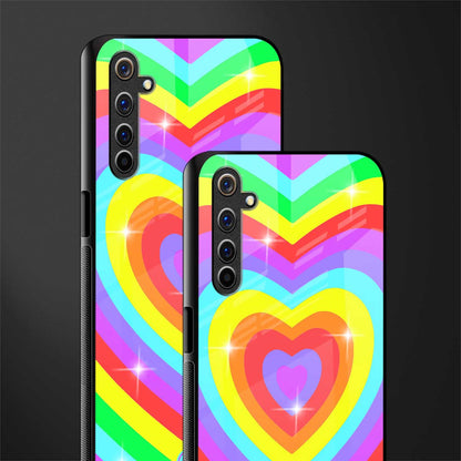 rainbow y2k hearts aesthetic glass case for realme 6 pro image-2