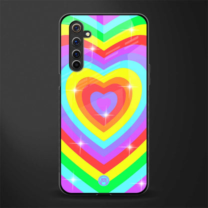 rainbow y2k hearts aesthetic glass case for realme 6i image