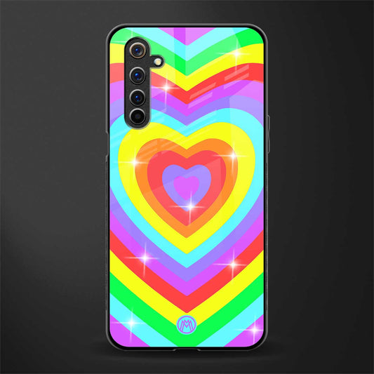 rainbow y2k hearts aesthetic glass case for realme 6 image