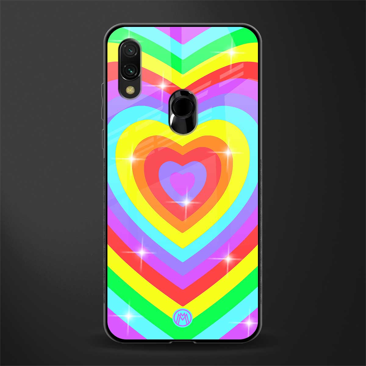 rainbow y2k hearts aesthetic glass case for redmi note 7s image