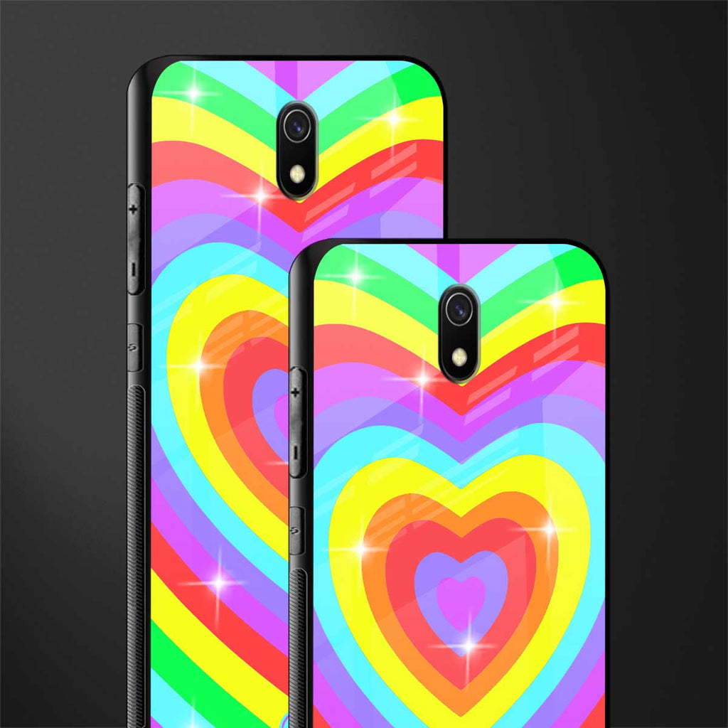 rainbow y2k hearts aesthetic glass case for redmi 8a image-2