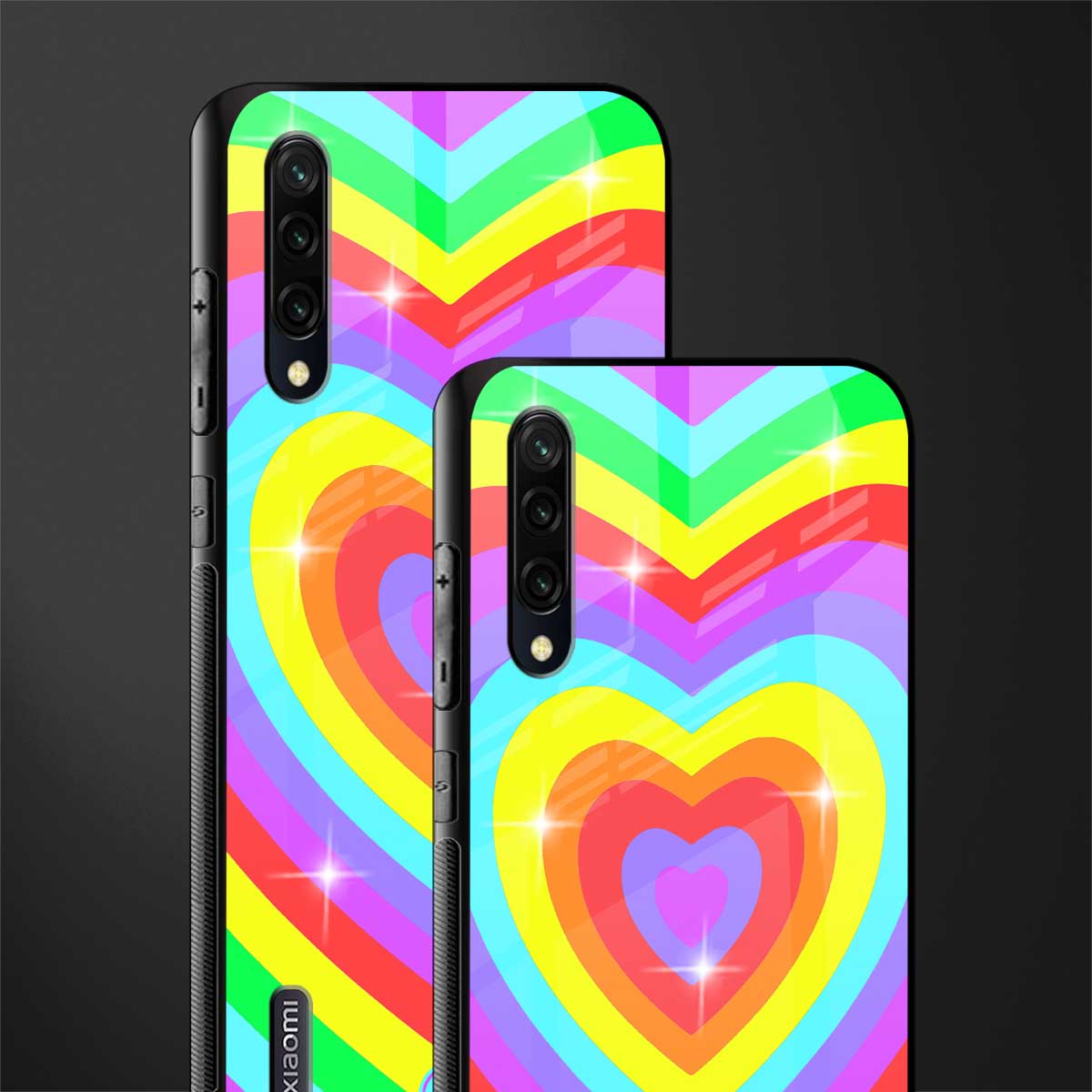 rainbow y2k hearts aesthetic glass case for mi a3 redmi a3 image-2