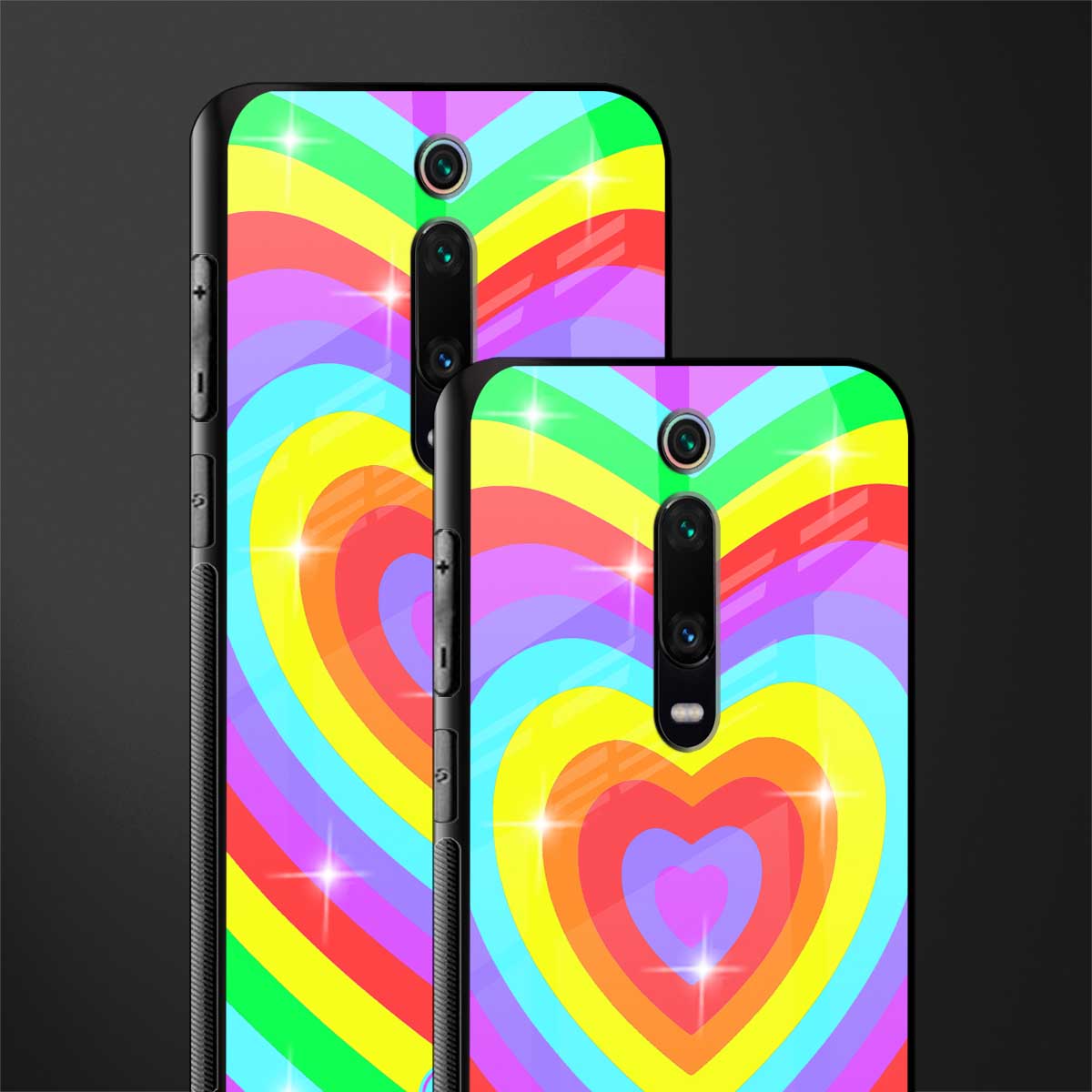 rainbow y2k hearts aesthetic glass case for redmi k20 pro image-2