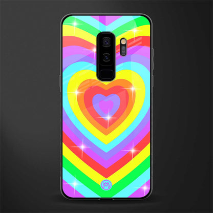 rainbow y2k hearts aesthetic glass case for samsung galaxy s9 plus image