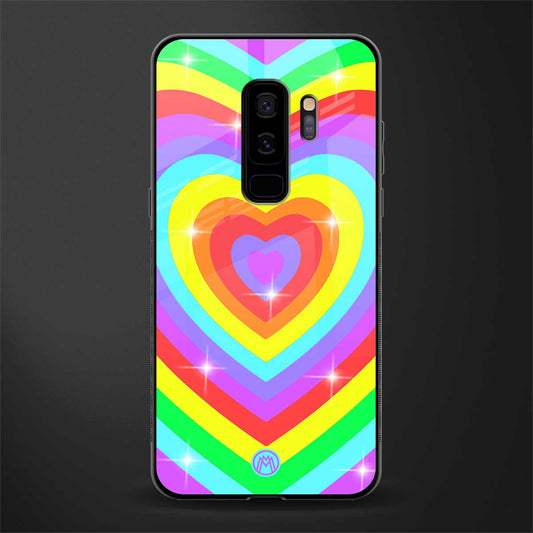rainbow y2k hearts aesthetic glass case for samsung galaxy s9 plus image
