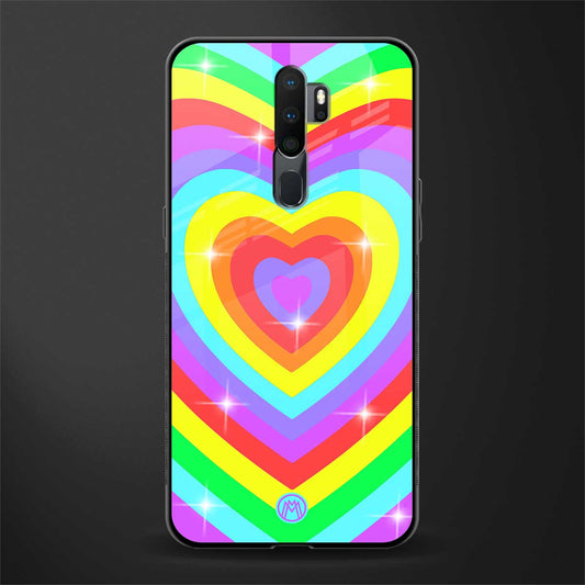 rainbow y2k hearts aesthetic glass case for oppo a5 2020 image