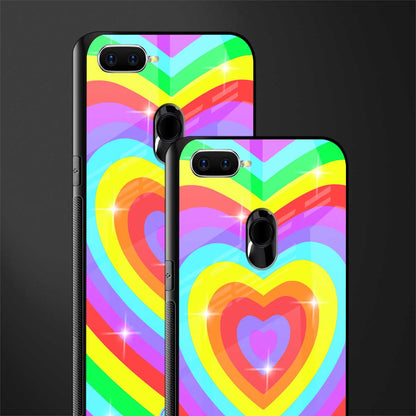 rainbow y2k hearts aesthetic glass case for oppo a7 image-2