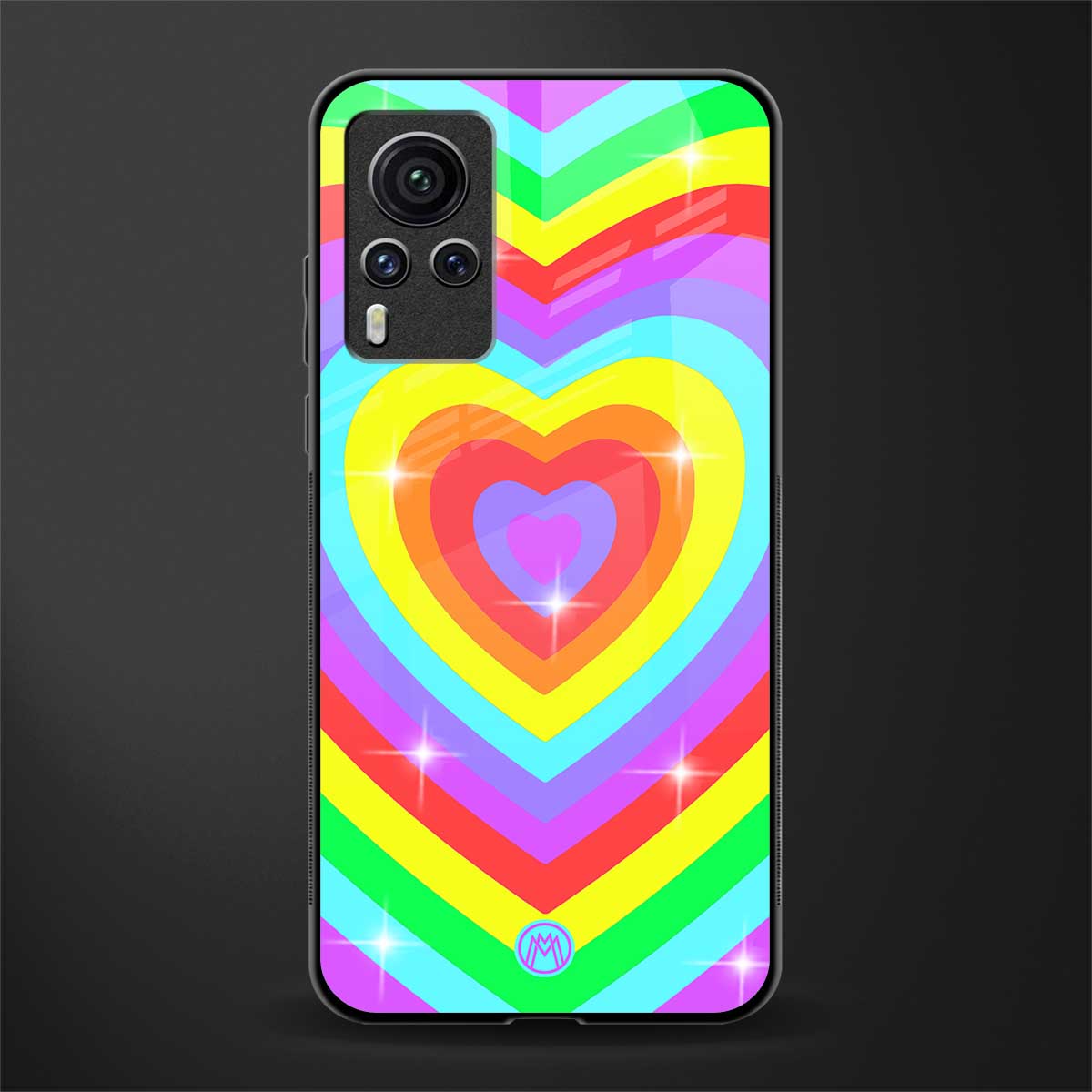 rainbow y2k hearts aesthetic glass case for vivo x60 pro image