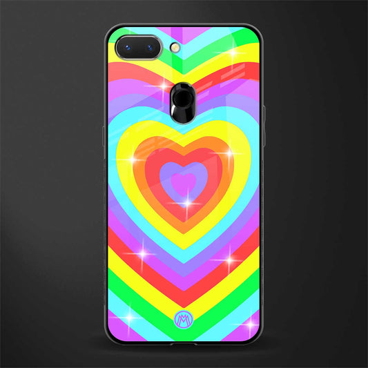 rainbow y2k hearts aesthetic glass case for oppo a5 image
