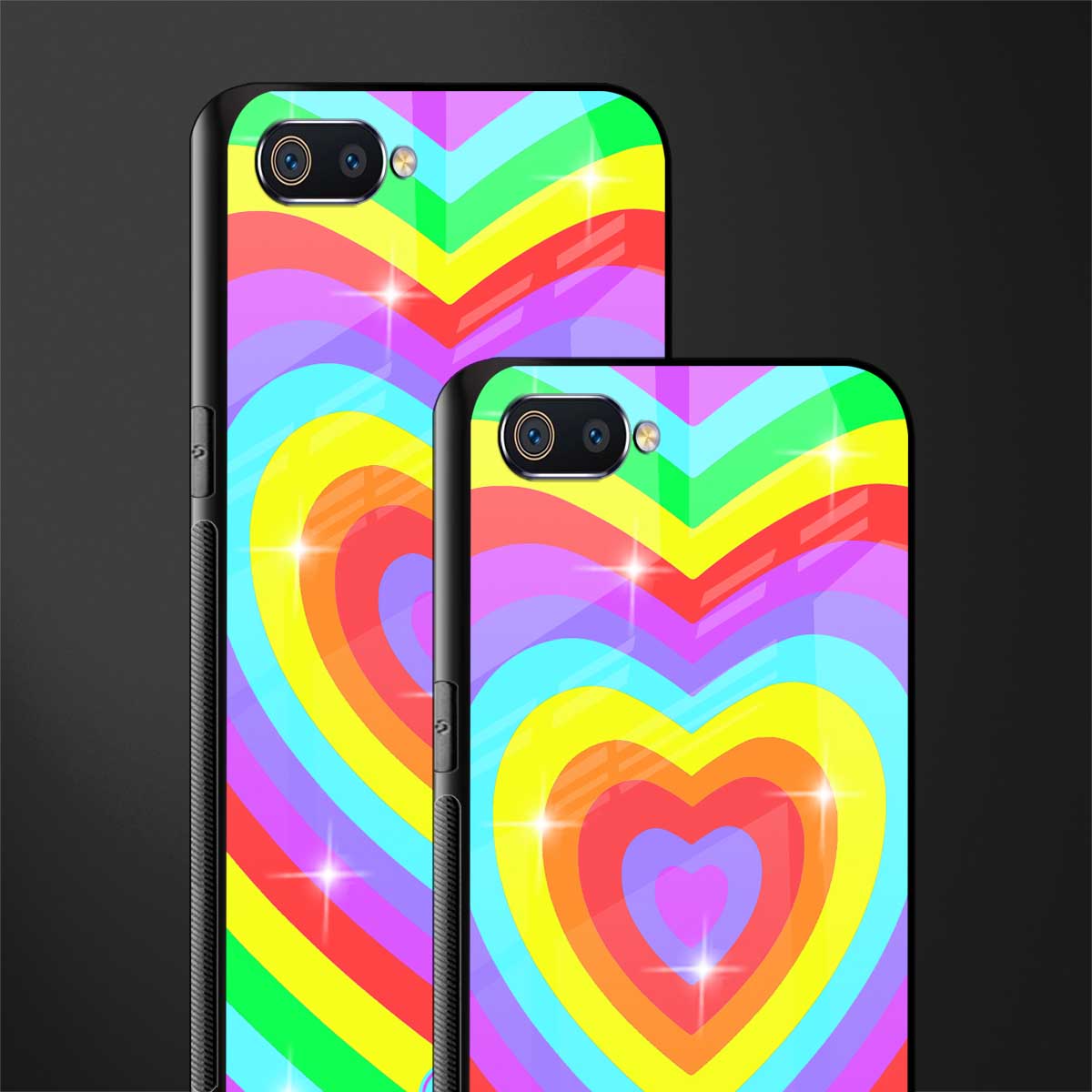 rainbow y2k hearts aesthetic glass case for realme c2 image-2