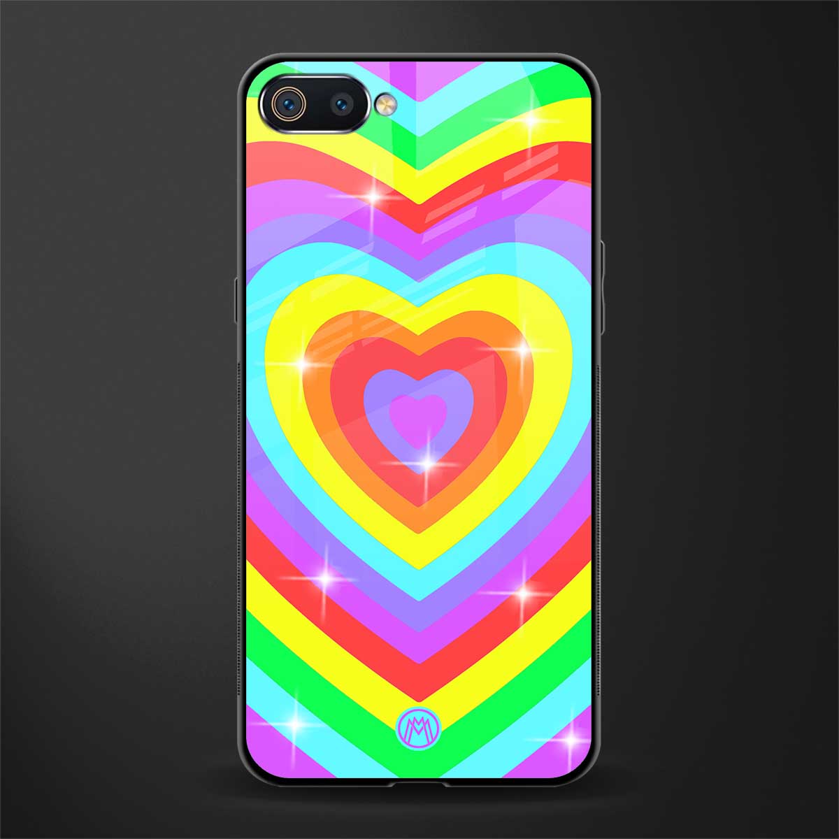 rainbow y2k hearts aesthetic glass case for realme c2 image