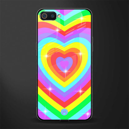 rainbow y2k hearts aesthetic glass case for realme c2 image