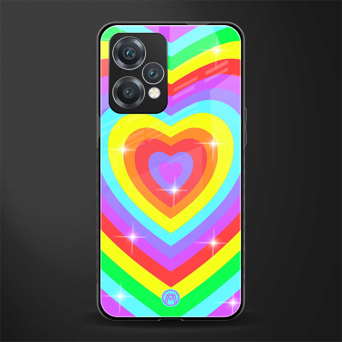 rainbow y2k hearts aesthetic back phone cover | glass case for realme 9 pro 5g
