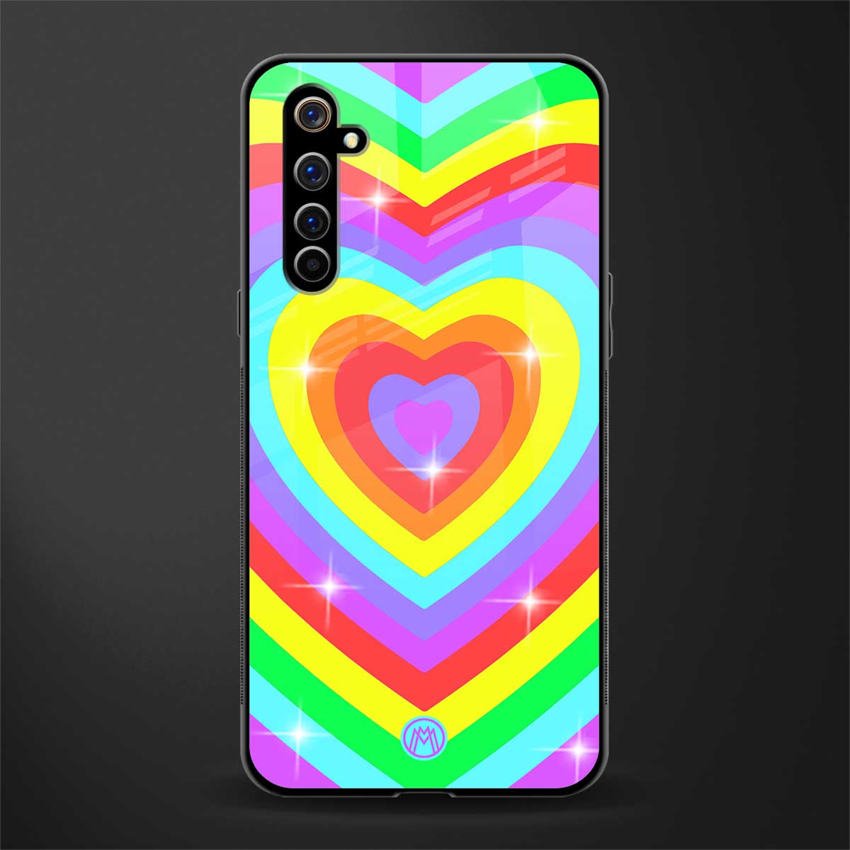 rainbow y2k hearts aesthetic glass case for realme x50 pro image
