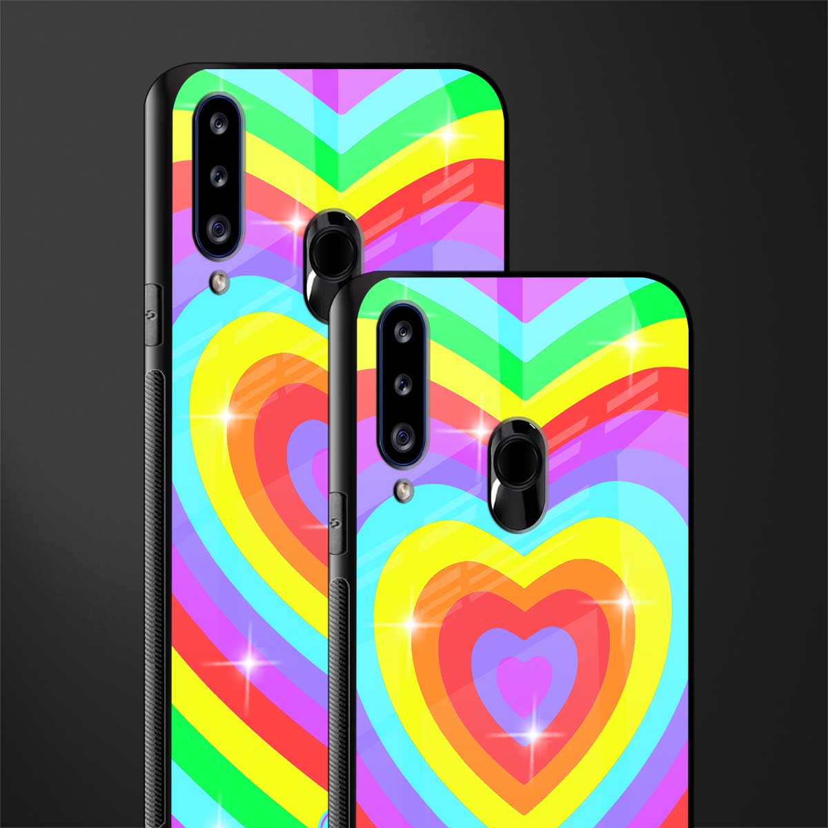 rainbow y2k hearts aesthetic glass case for samsung galaxy a20s image-2