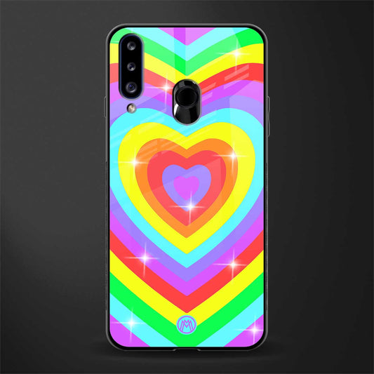 rainbow y2k hearts aesthetic glass case for samsung galaxy a20s image