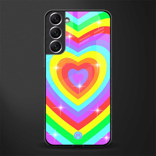 rainbow y2k hearts aesthetic glass case for samsung galaxy s21 image