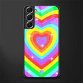 rainbow y2k hearts aesthetic glass case for samsung galaxy s21 plus image