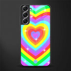 rainbow y2k hearts aesthetic glass case for samsung galaxy s21 plus image