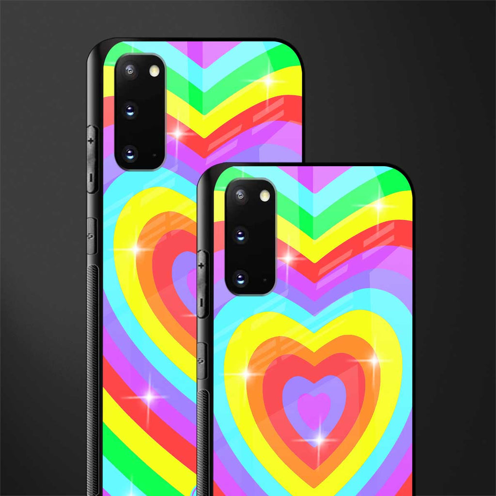 rainbow y2k hearts aesthetic glass case for samsung galaxy s20 image-2